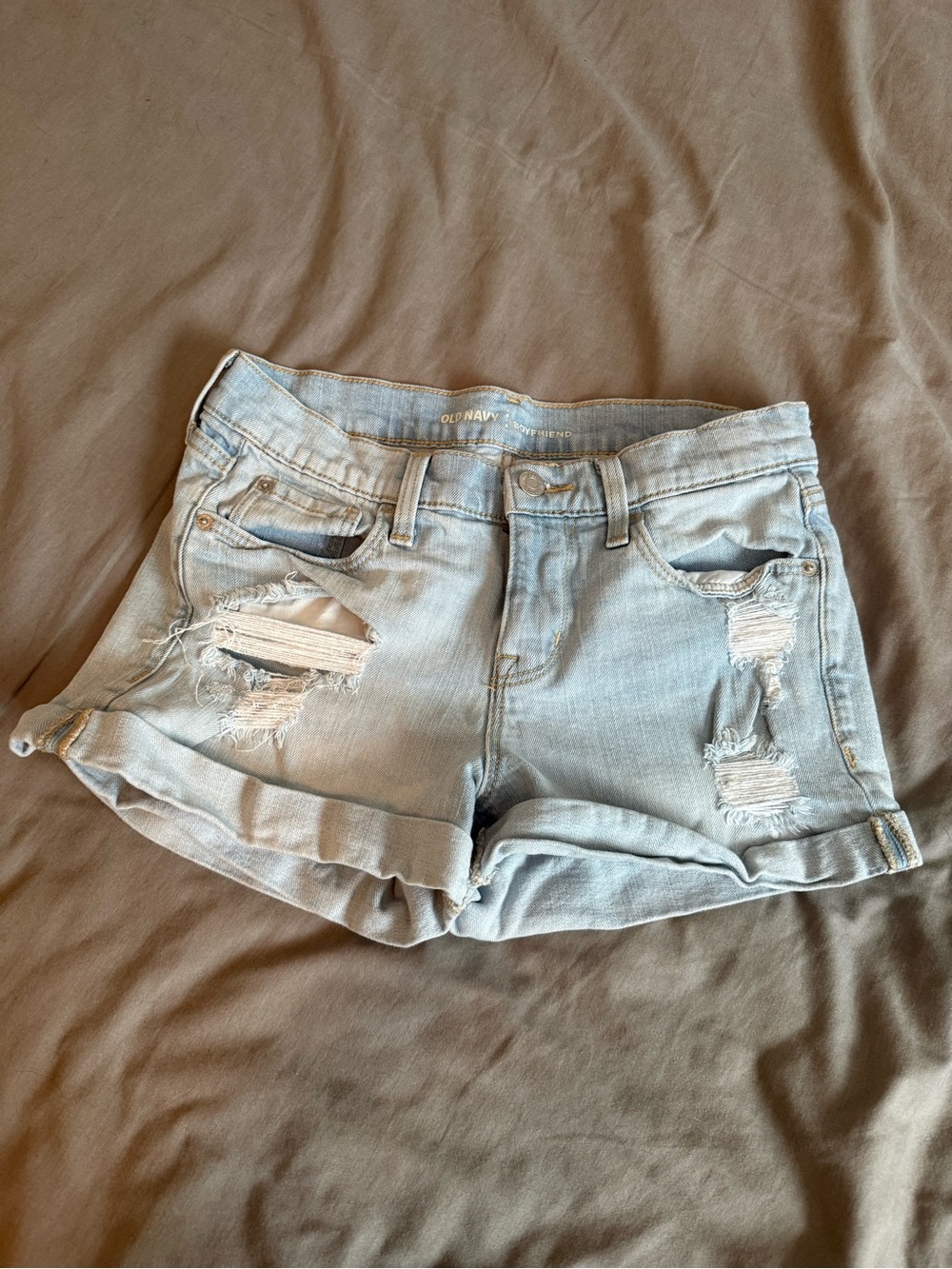 Old Navy Light Blue Distressed Rolled Hem Denim Shorts